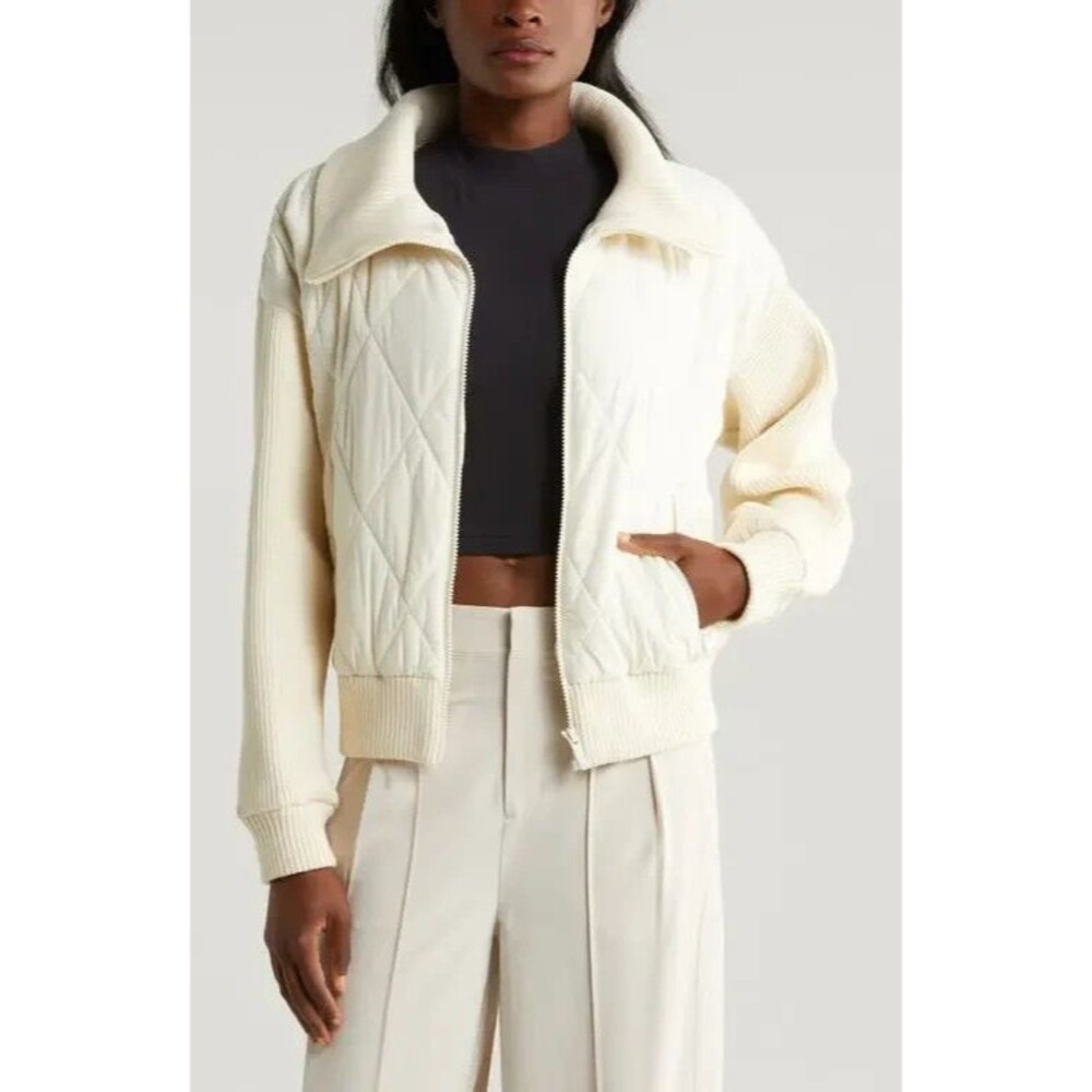 Women's ZELLA Hybrid Zip Front Jacket In Ivory Egret Size XL-NWT